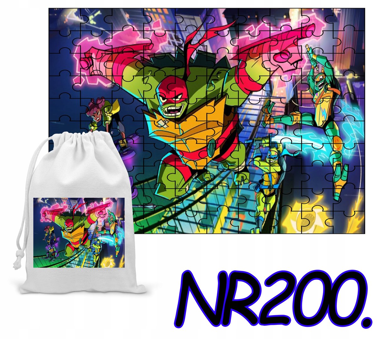 PUZZLE 110 EL. UKŁADANKA PREZENT ŻÓŁWIE NINJA TURT + WORECZEK Z NADRUKIEM