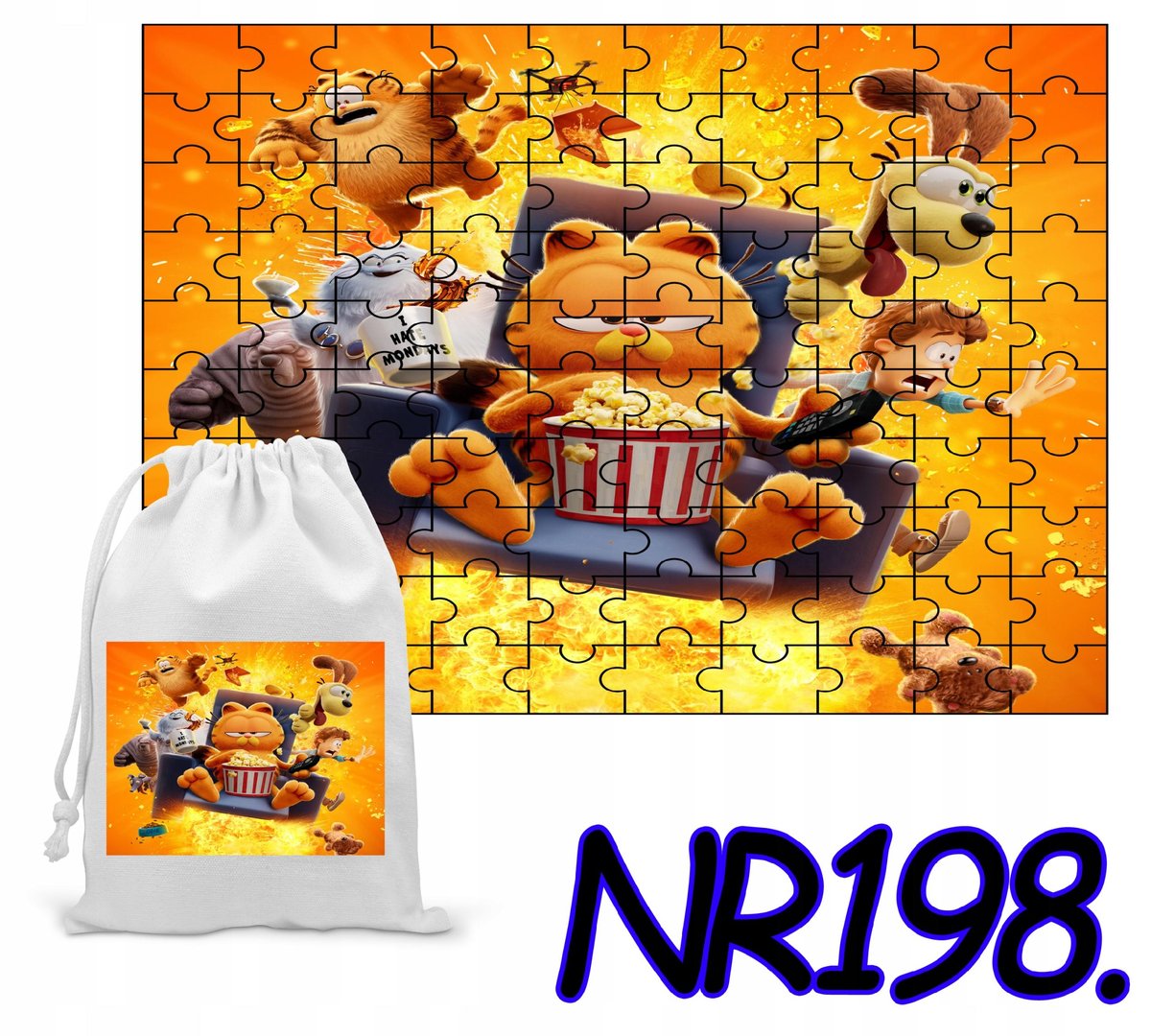 PUZZLE 120 EL. UKŁADANKA PREZENT KOT GARFIELD + WORECZEK Z NADRUKIEM