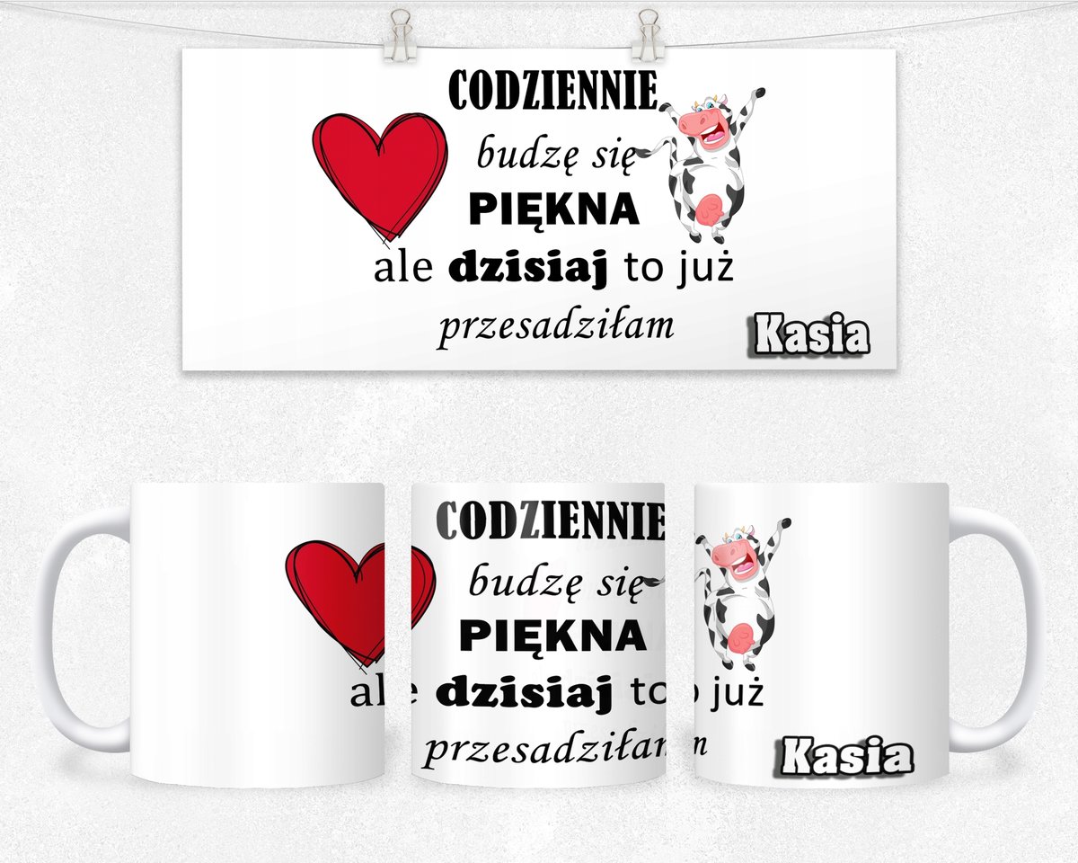 KUBEK PREZENT DLA NIEJ ŚMIESZNY NAPIS+IMIĘ