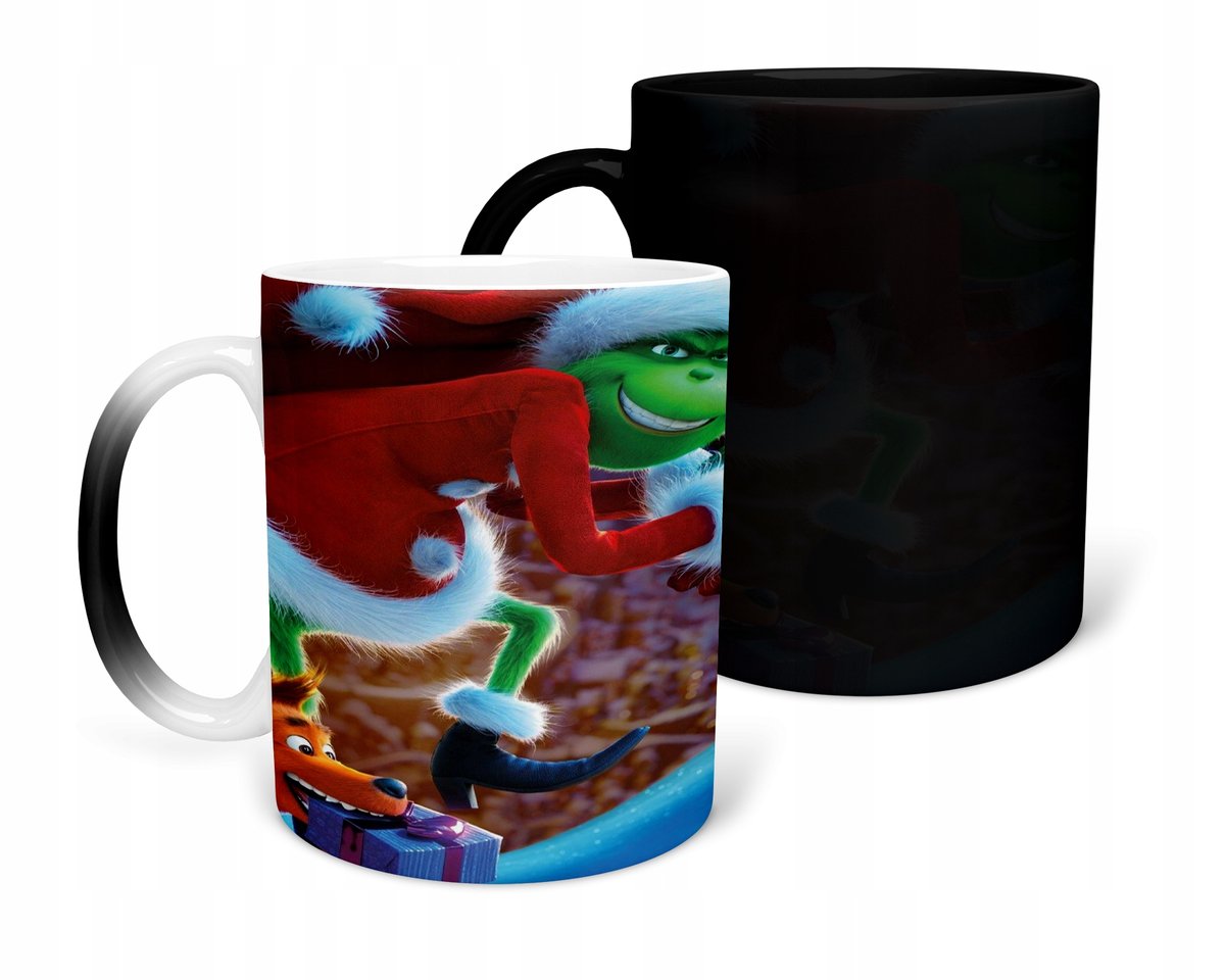 KUBEK MAGICZNY Z NADRUKIEM-PREZENT GRINCH ŚWIĘTA RÓŻNE WZORY DO WYBORU+IMIĘ
