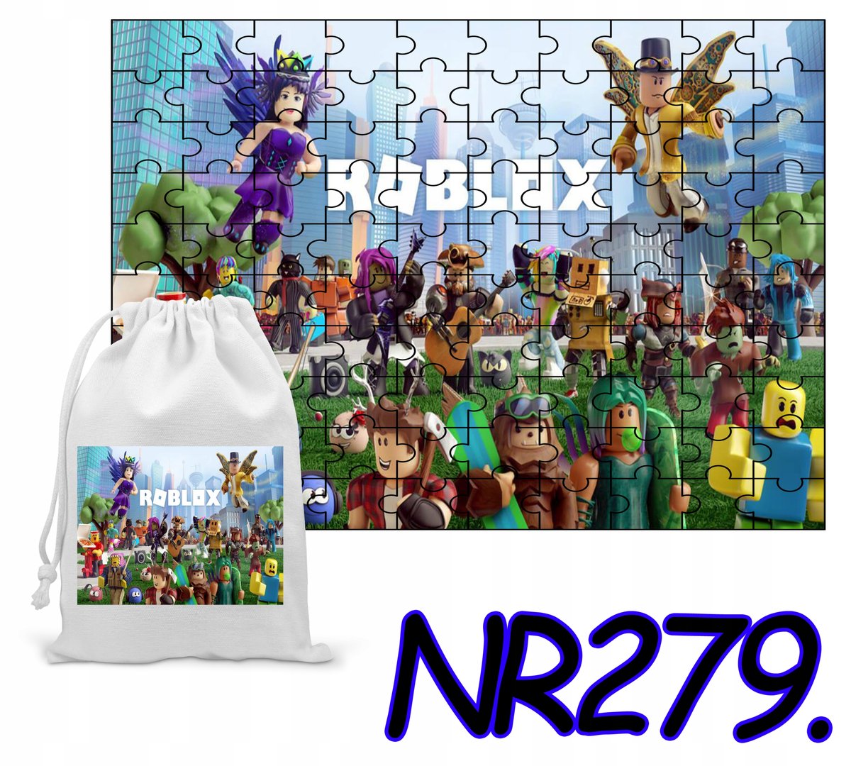 PUZZLE 70 EL. UKŁADANKA DLA DZIECI ROBLOX LUDZIKI GRY+ WORECZEK Z NADRUKIEM