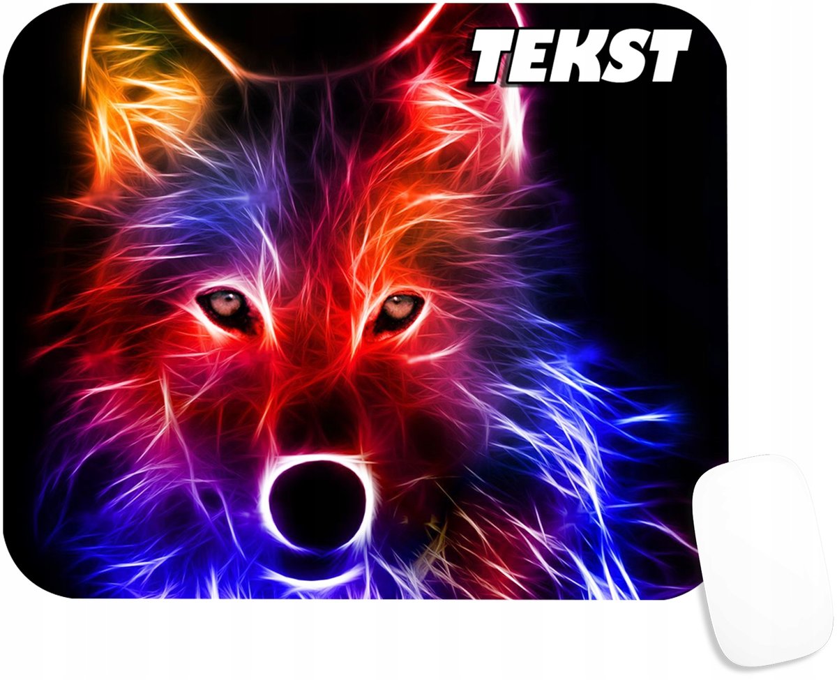 PODKŁADKA POD MYSZKĘ Z WILK DRAPIEŹNIK WOLF PREZENT -TEKST -20X24