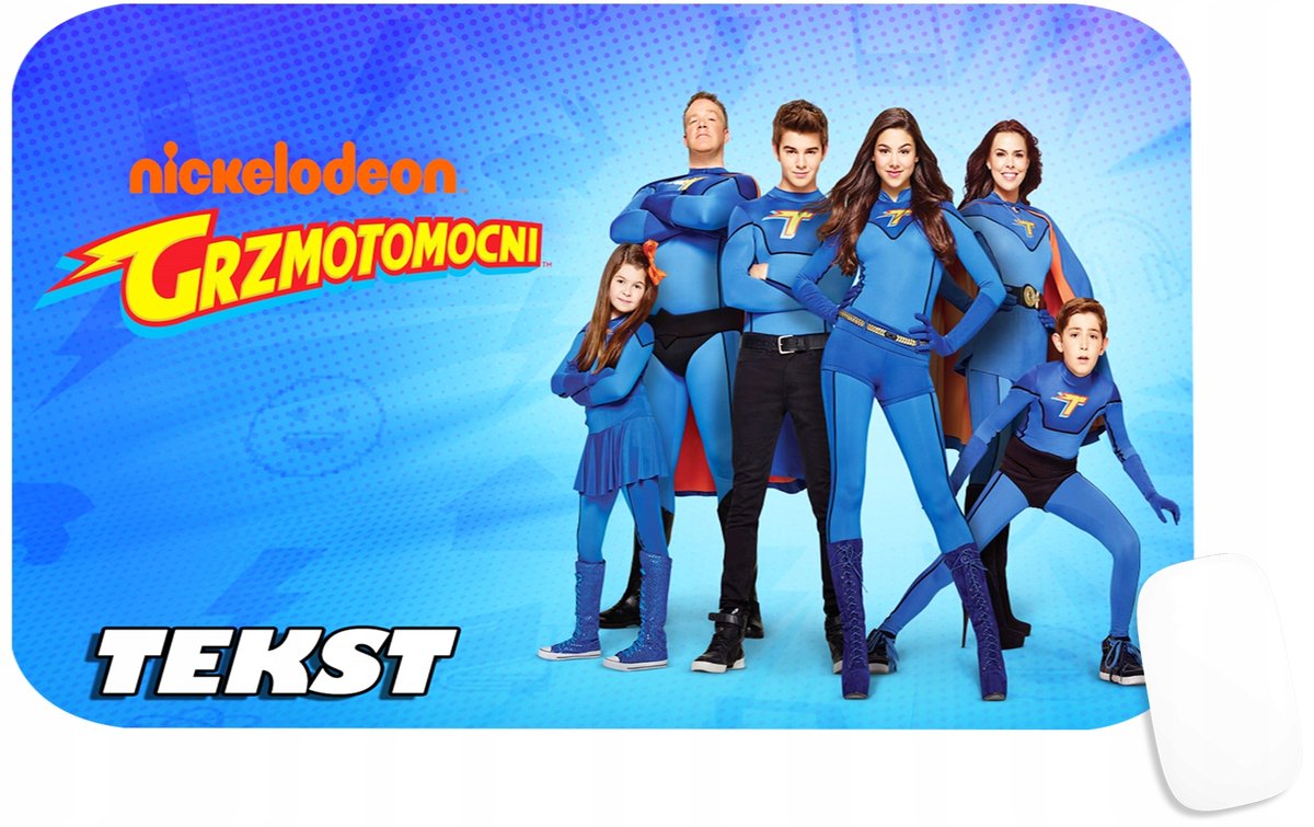 PODKŁADKA POD MYSZKĘ Z NADRUKIEM GRZMOTOMOCNI PREZENT -TEKST -29X36