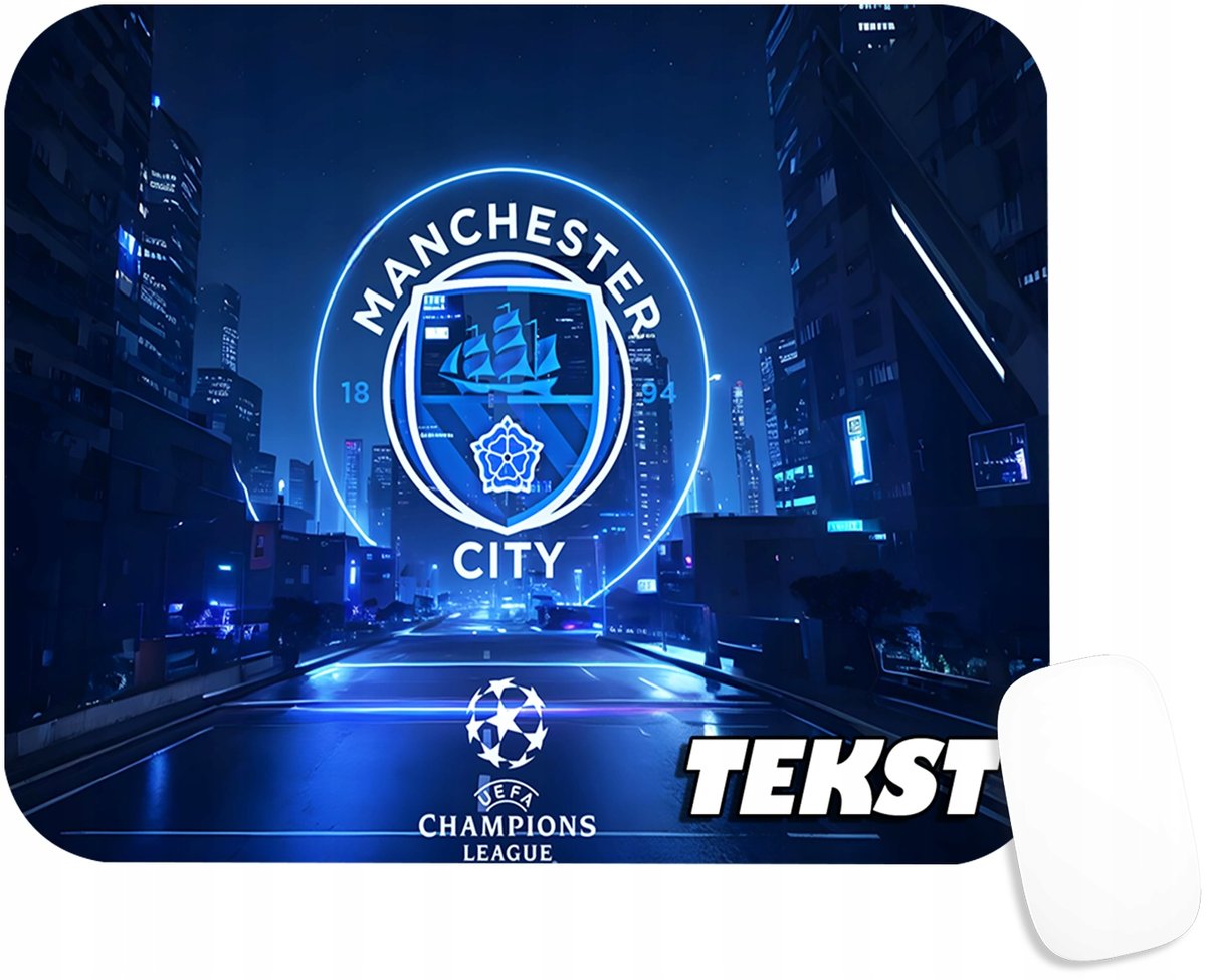 PODKŁADKA POD MYSZKĘ Z MANCHESTER CITY CHAMPION PREZENT -TEKST -20X24