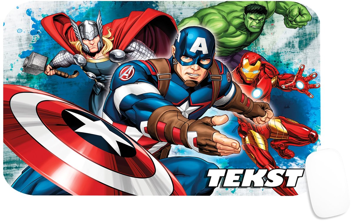 PODKŁADKA POD MYSZKĘ Z KAPTAN AMERYKA AVENGERS PREZENT -TEKST -29X36