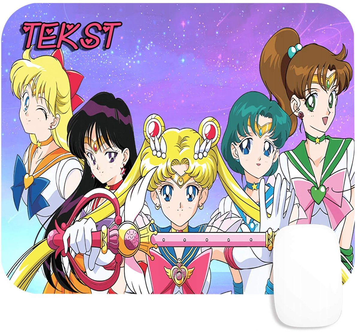 PODKŁADKA POD MYSZKĘ Z NADRUKIEM SAILOR MOON PREZENT -TEKST -20X24