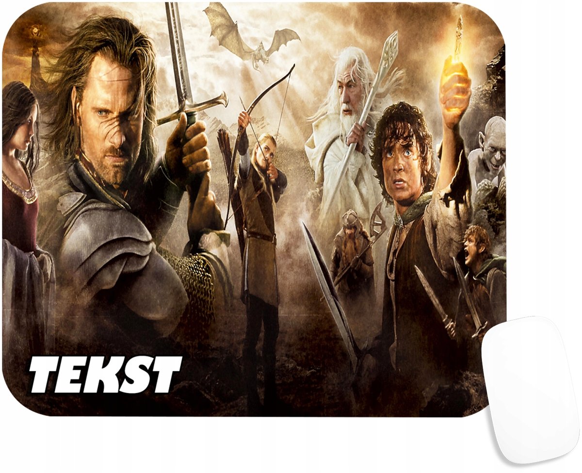PODKŁADKA POD MYSZKĘ Z WŁADCA PIERŚCIENI HOBBITPREZENT -TEKST -20X24
