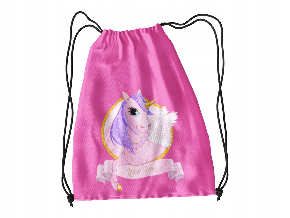 WOREK DO SZKOŁY WF/BUTY UNICORNE KONIE+IMIĘ