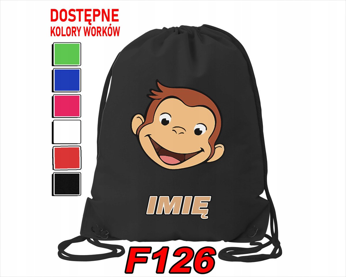 WOREK SZKOLNY NA WF SPORTOWY CIEKAWSKI GEORGE MAŁPKA BAJKI - IMIĘ