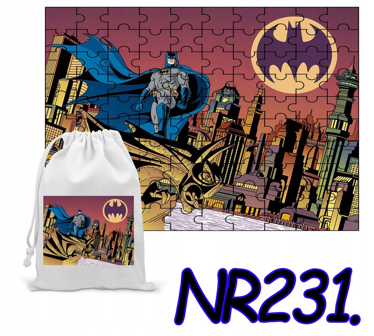 PUZZLE 110 EL. UKŁADANKA PREZENT BATMAN AVENGERS + WORECZEK Z NADRUKIEM