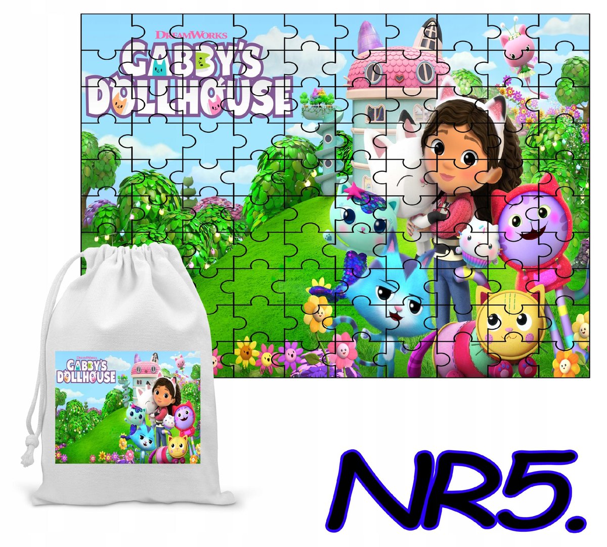 PUZZLE 192 EL. UKŁADANKA PREZENT KOCI DOMEK GABI + WORECZEK Z NADRUKIEM