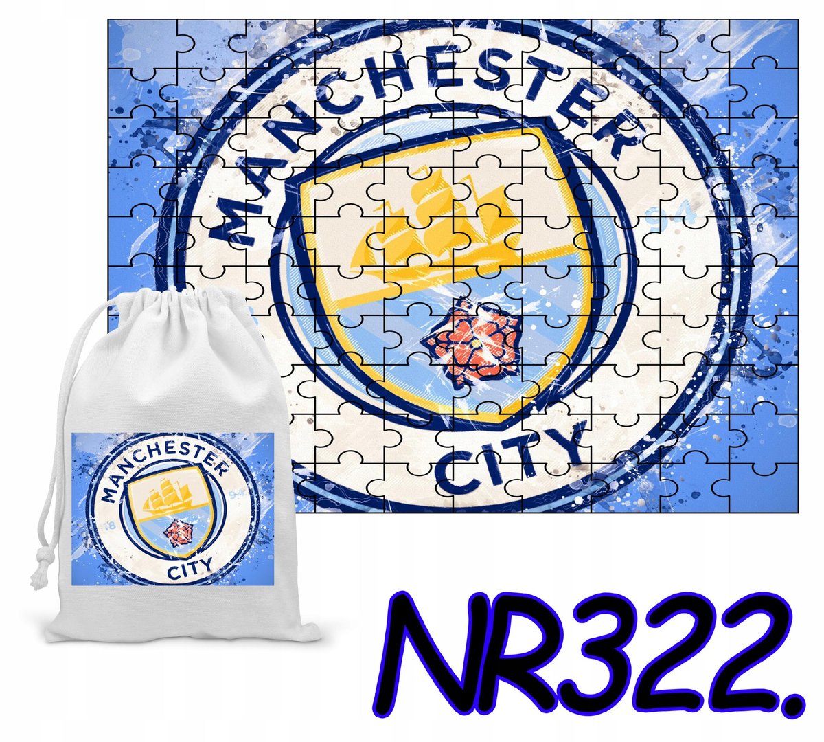 PUZZLE 252 EL. UKŁADANKA MANCHESTER CITY CHAMPIONS + WORECZEK Z NADRUKIEM