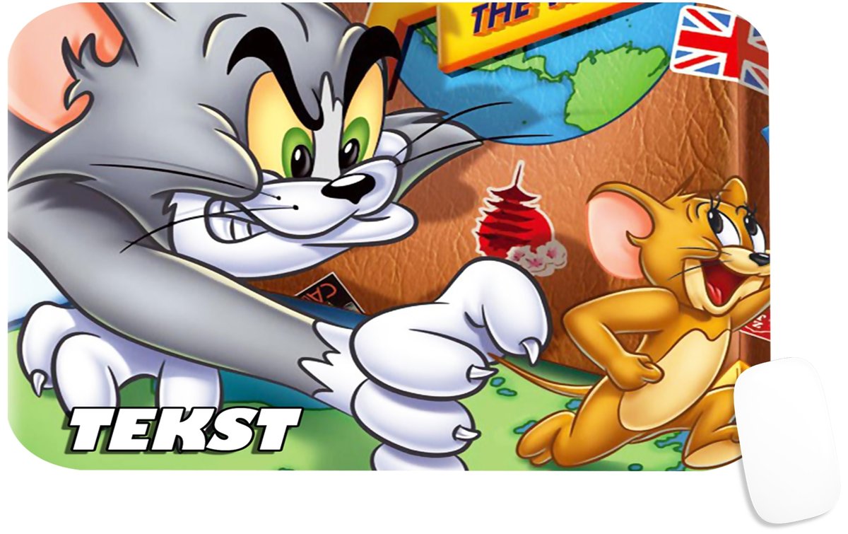 PODKŁADKA POD MYSZKĘ Z NADRUKIEM TOM & JERRY PREZENT -TEKST -29X36