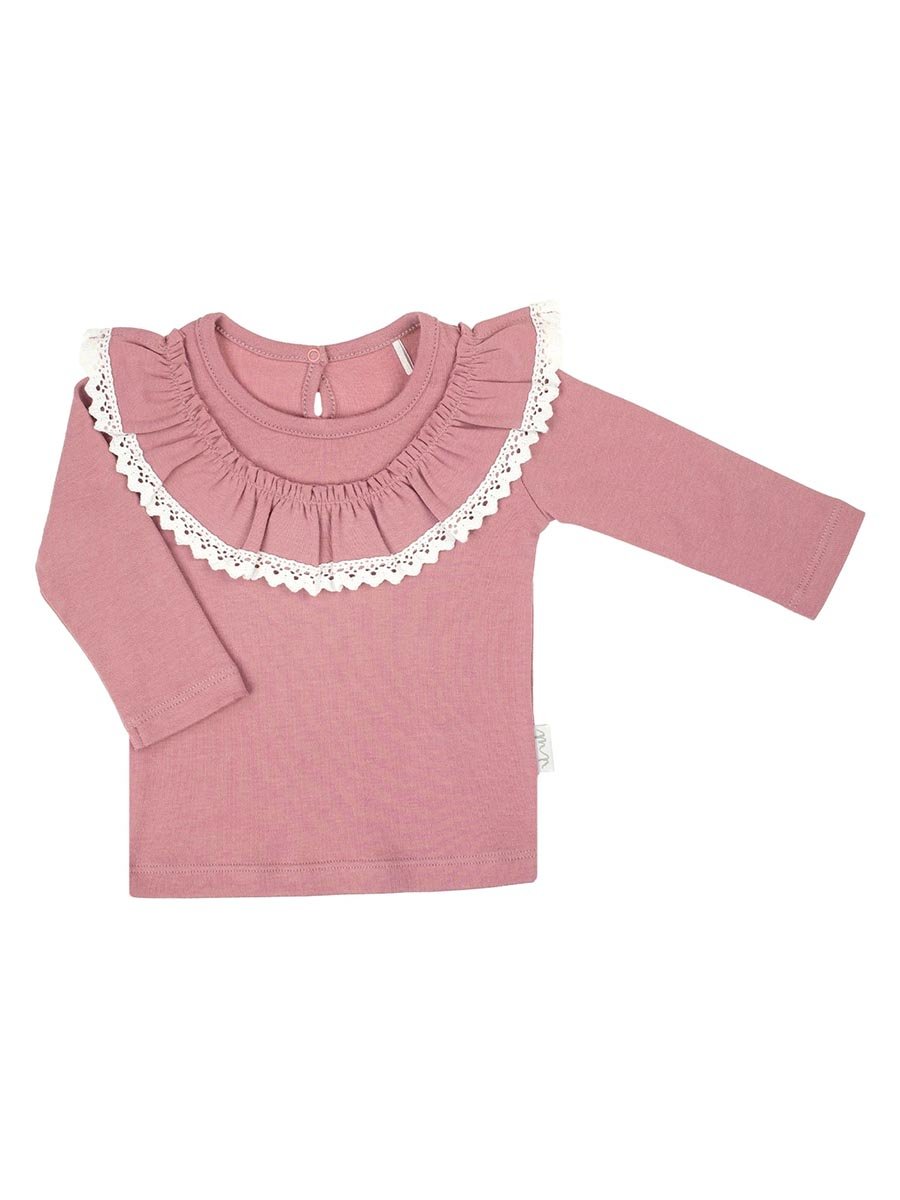 Dziewczęca Bluzka bawełniana długi rękaw Prążkowana wrzosowa, Nicol,r.80