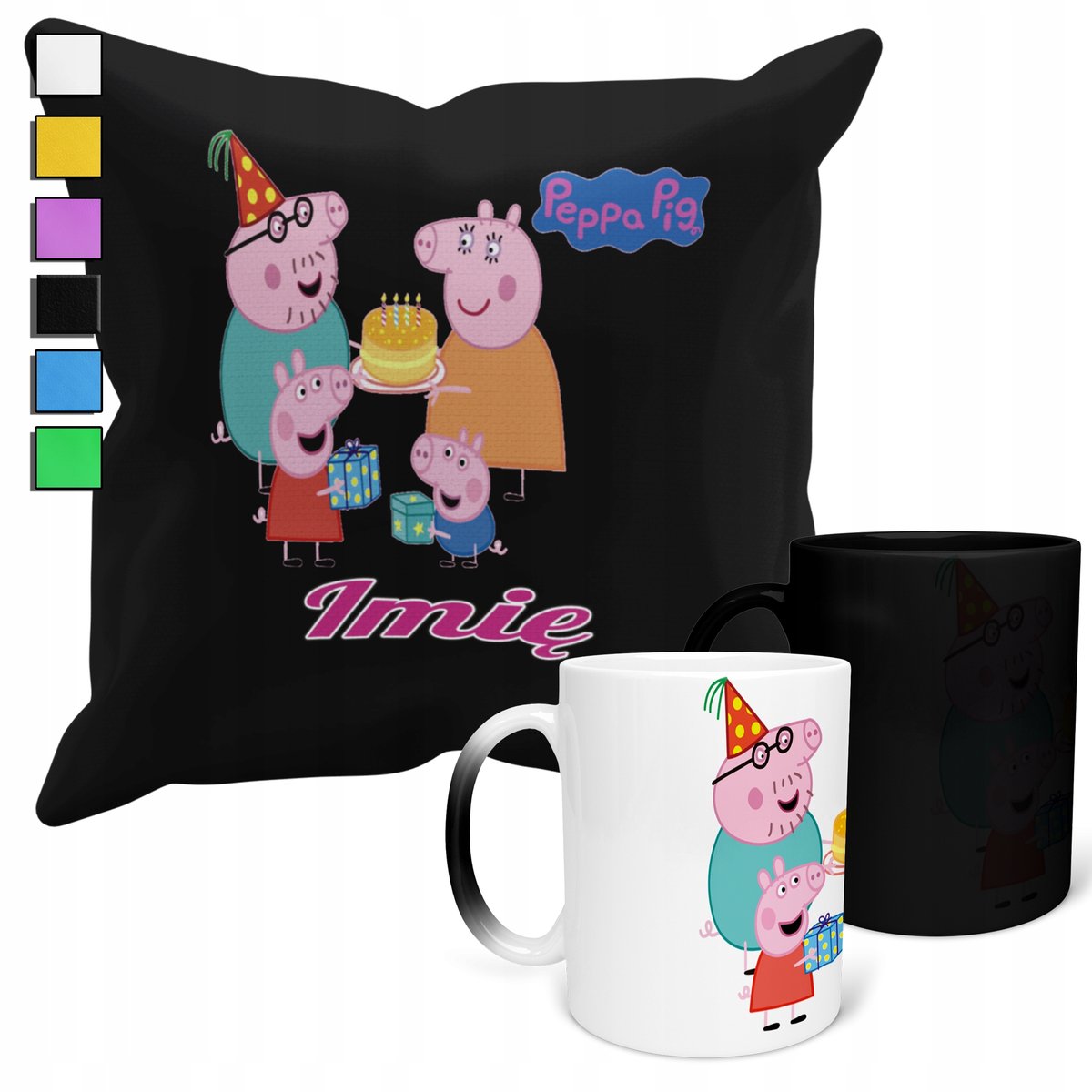 ZESTAW KUBEK MAGICZNY ZMIENIAJĄCY KOLOR + POSZEWKA BAJKI DLA DZIECI + IMIĘ