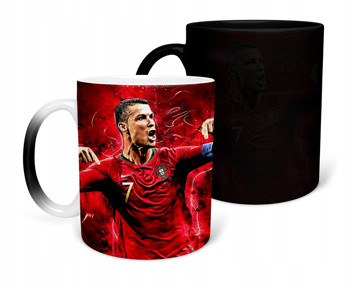 KUBEK MAGICZNY Z NADRUKIEM-PREZENT RONALDO RÓŻNE WZORY DO WYBORU+IMIĘ