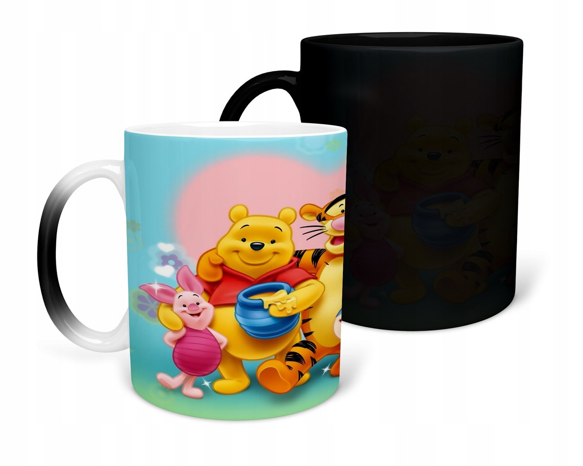 KUBEK MAGICZNY Z NADRUKIEM-KUBUŚ PUCHATEK RÓŻNE WZORY DO WYBORU+ IMIĘ