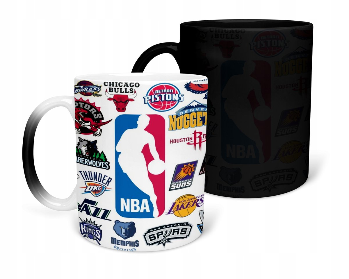 KUBEK MAGICZNY Z NADRUKIEM-PREZENT NBA KKLUBY RÓŻNE WZORY DO WYBORU+IMIĘ