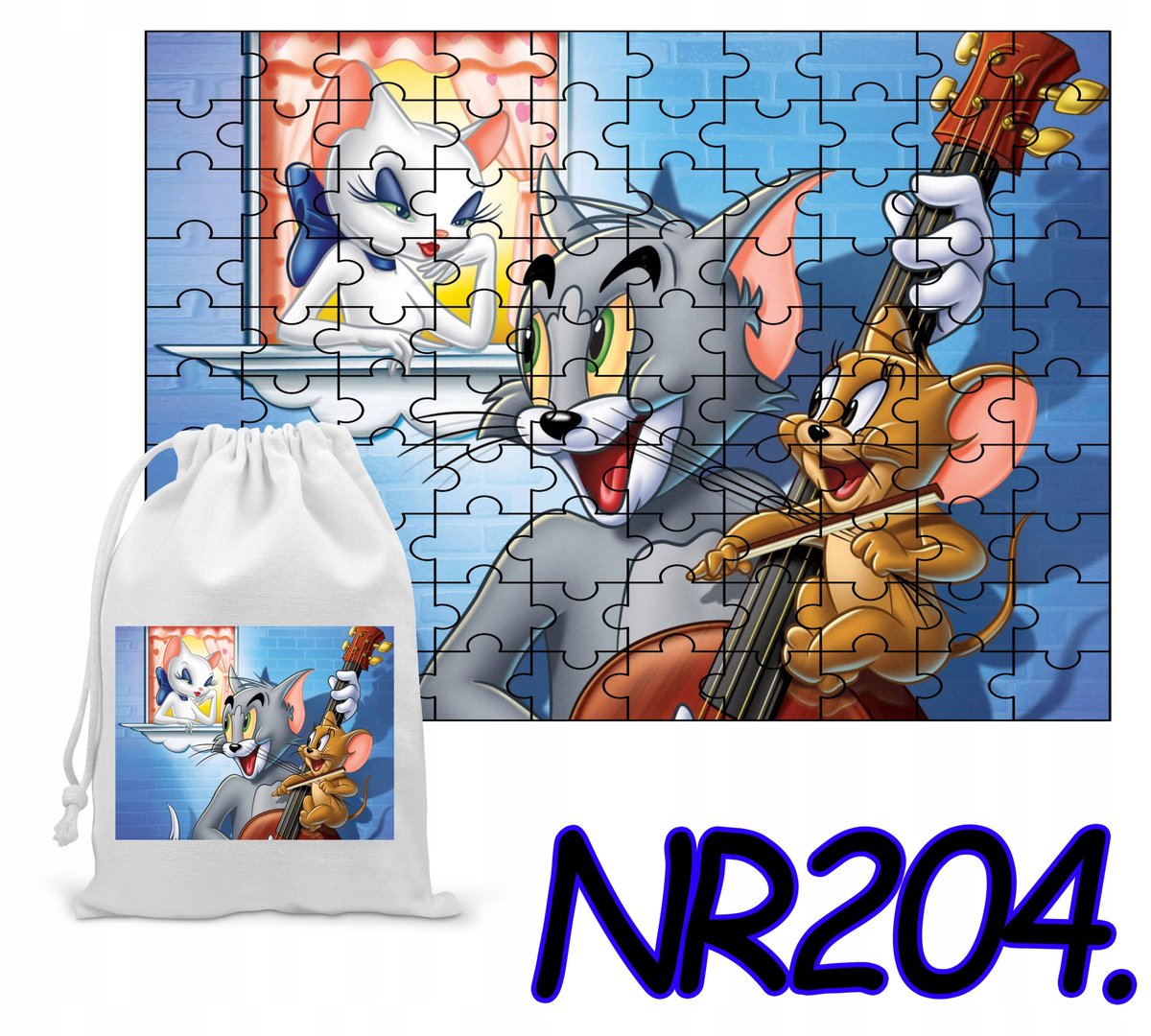 PUZZLE 120 EL.UKŁADANKA PREZENT TOM JERRY + WORECZEK Z NADRUKIEM