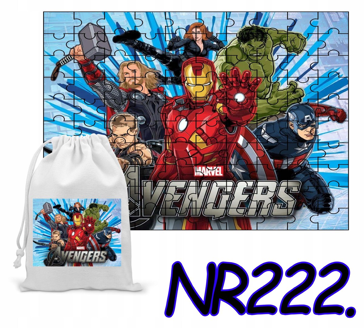 PUZZLE 192 EL. UKŁADANKA PREZENT POSTACIE AVENGERS + WORECZEK Z NADRUKIEM