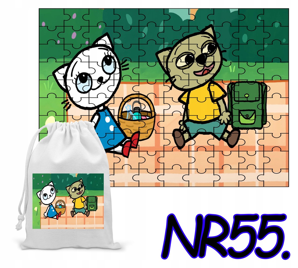PUZZLE 35 EL. UKŁADANKA PREZENT SŁODKI KOTEK BAJKI + WORECZEK Z NADRUKIEM