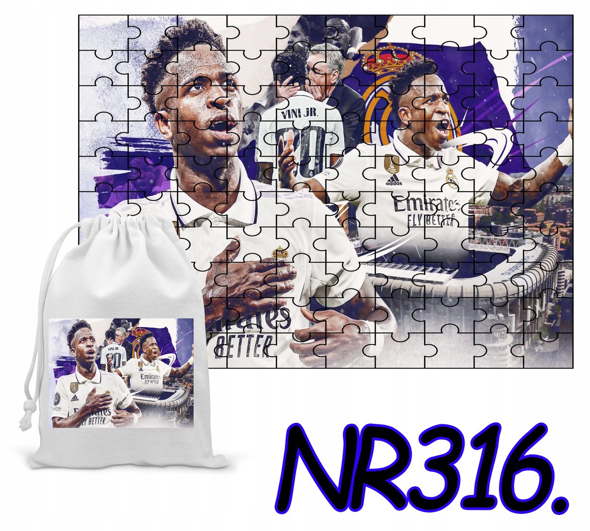 PUZZLE 252 EL. UKŁADANKA VINICIUS JR REAL PREZENT + WORECZEK Z NADRUKIEM