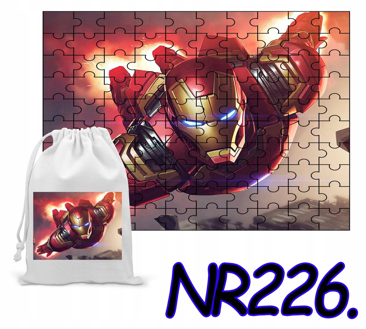 PUZZLE 110 EL. UKŁADANKA PREZENT IRON MAN AVENGERS+ WORECZEK Z NADRUKIEM