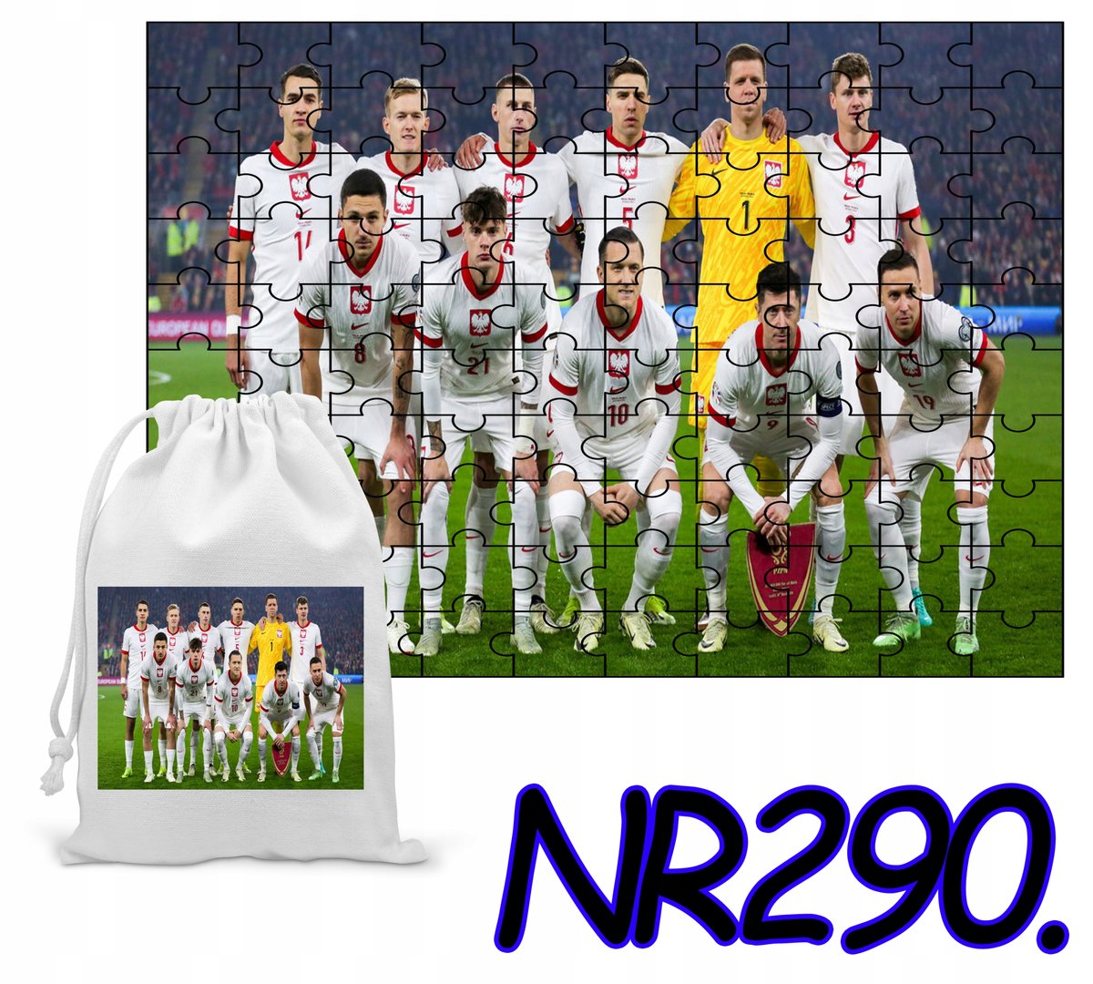PUZZLE 110 EL.UKŁADANKA PIŁKARSKA REPREZENTACJA POLSKI+WORECZEK Z NADRUKIEM