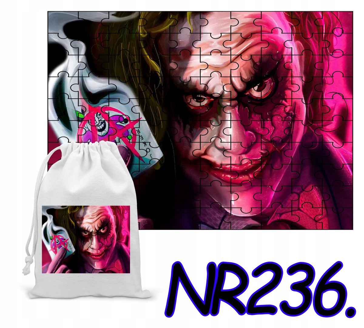 PUZZLE 110 EL. UKŁADANKA PREZENT JOKER BATMAN + WORECZEK Z NADRUKIEM