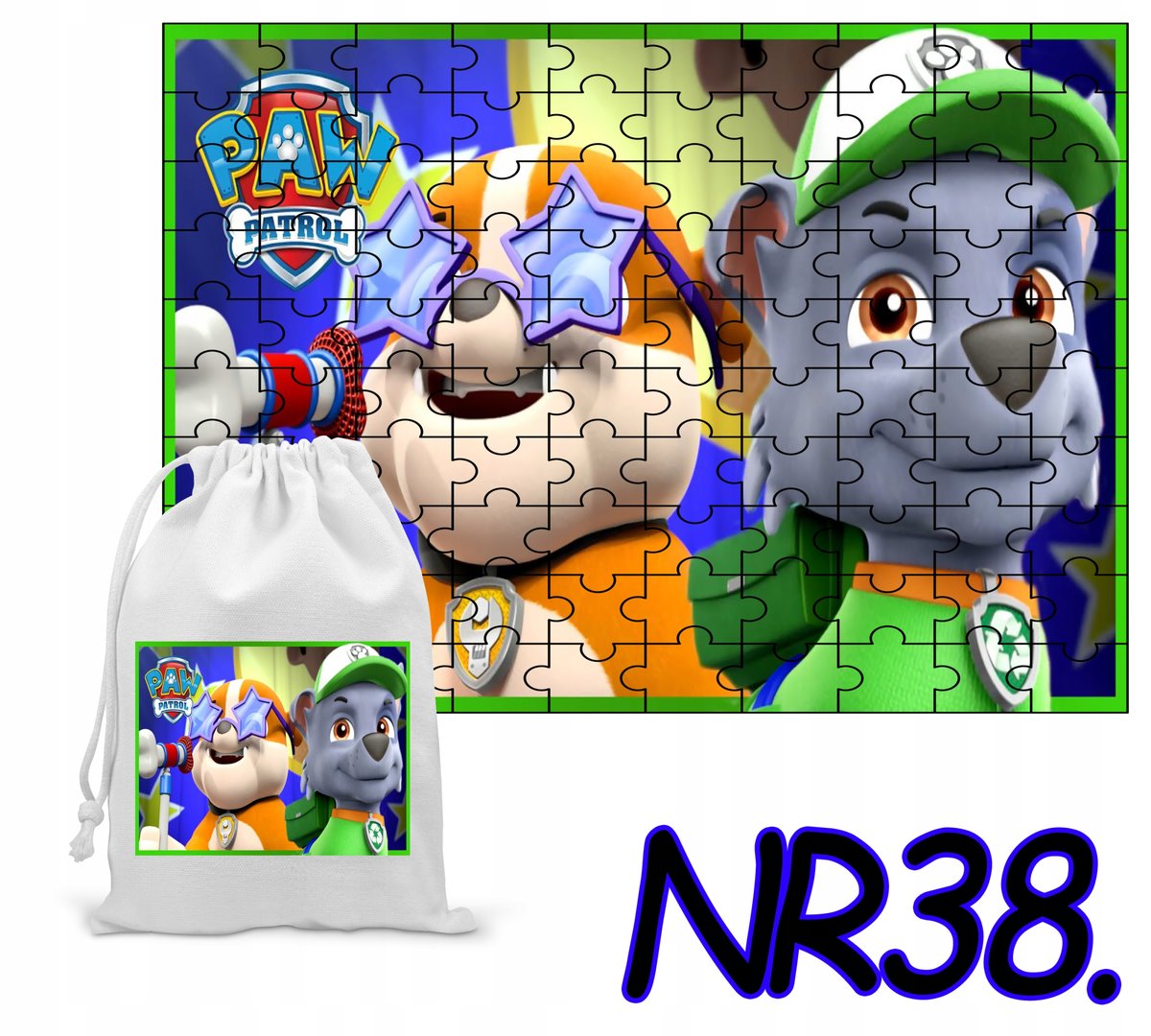 PUZZLE 70 EL.UKŁADANKA PREZENT PSI PATROL PIESKI + WORECZEK Z NADRUKIEM