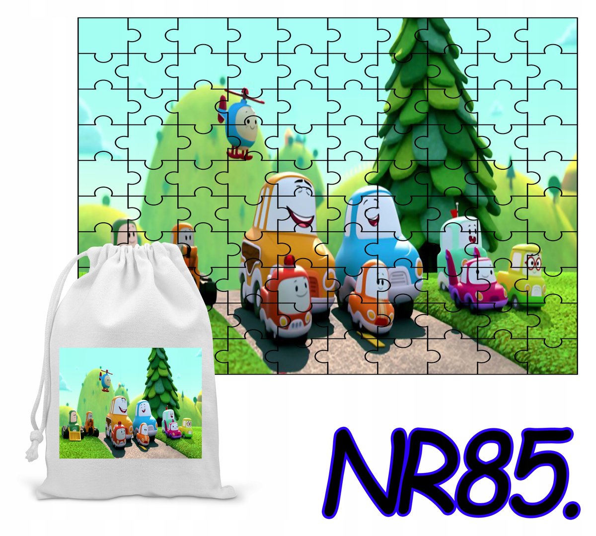PUZZLE 35 EL. UKŁADANKA PREZENT AUTKA Z PAGÓRKOWA + WORECZEK Z NADRUKIEM