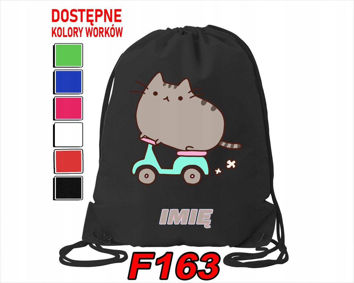 WOREK SZKOLNY NA WF SPORTOWY NA BUTY WYBRANE WZORY KOTKI MISIE- IMIĘ