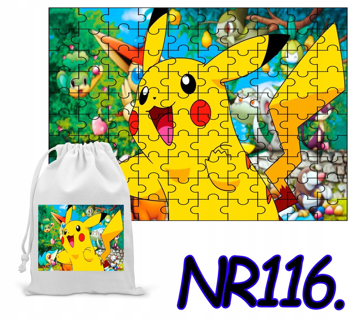 PUZZLE 70 EL. UKŁADANKA PREZENT ŻÓŁTY STWOREK + WORECZEK Z NADRUKIEM