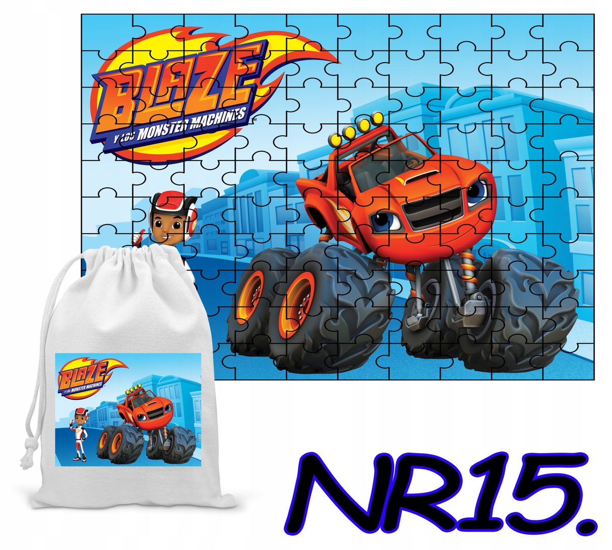 PUZZLE 110 EL. UKŁADANKA PREZENT BLAZE MEGAMASZYNY + WORECZEK Z NADRUKIEM
