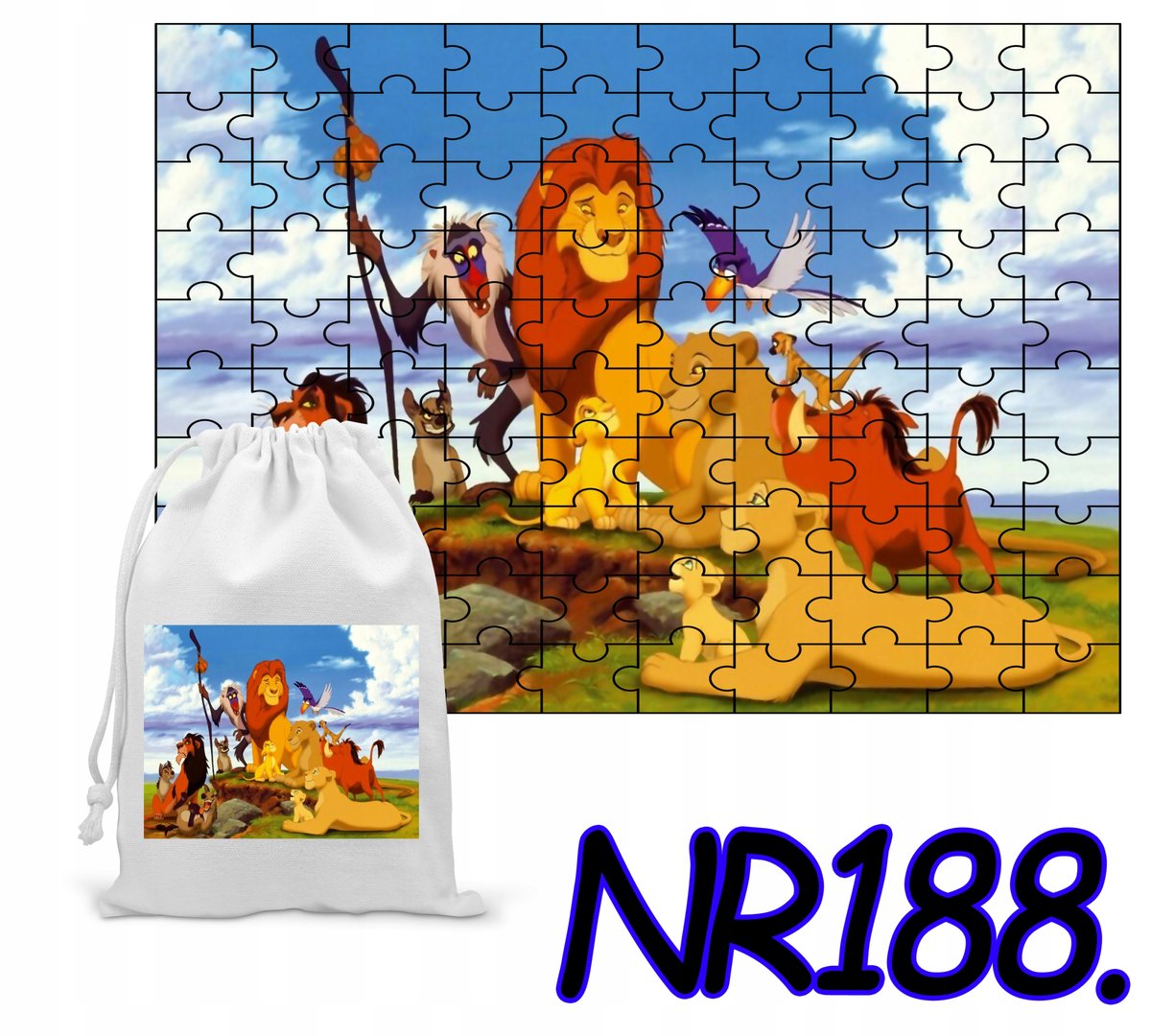 PUZZLE 110 EL. UKŁADANKA PREZENT KRÓL MUSTAFA LEW + WORECZEK Z NADRUKIEM
