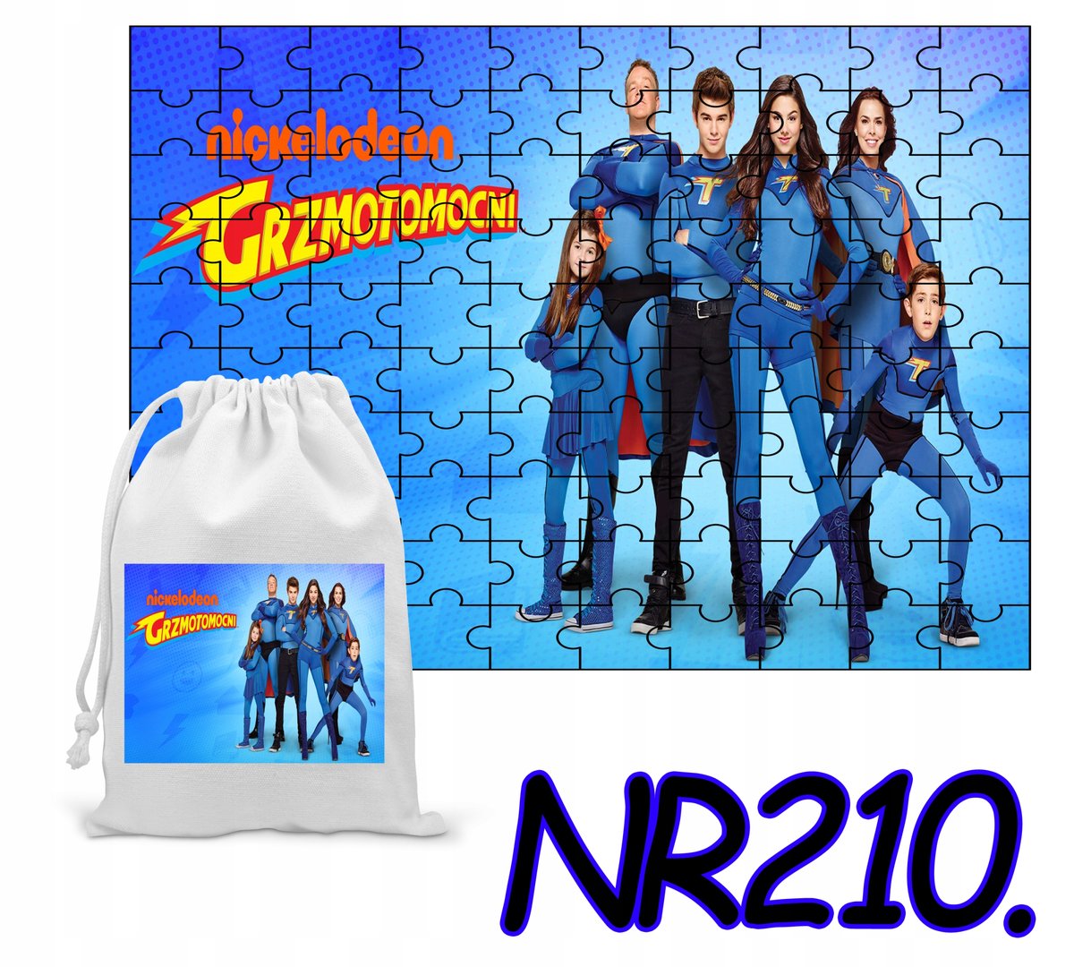 PUZZLE 110 EL. UKŁADANKA PREZENT GRZMOTOMOCNI + WORECZEK Z NADRUKIEM