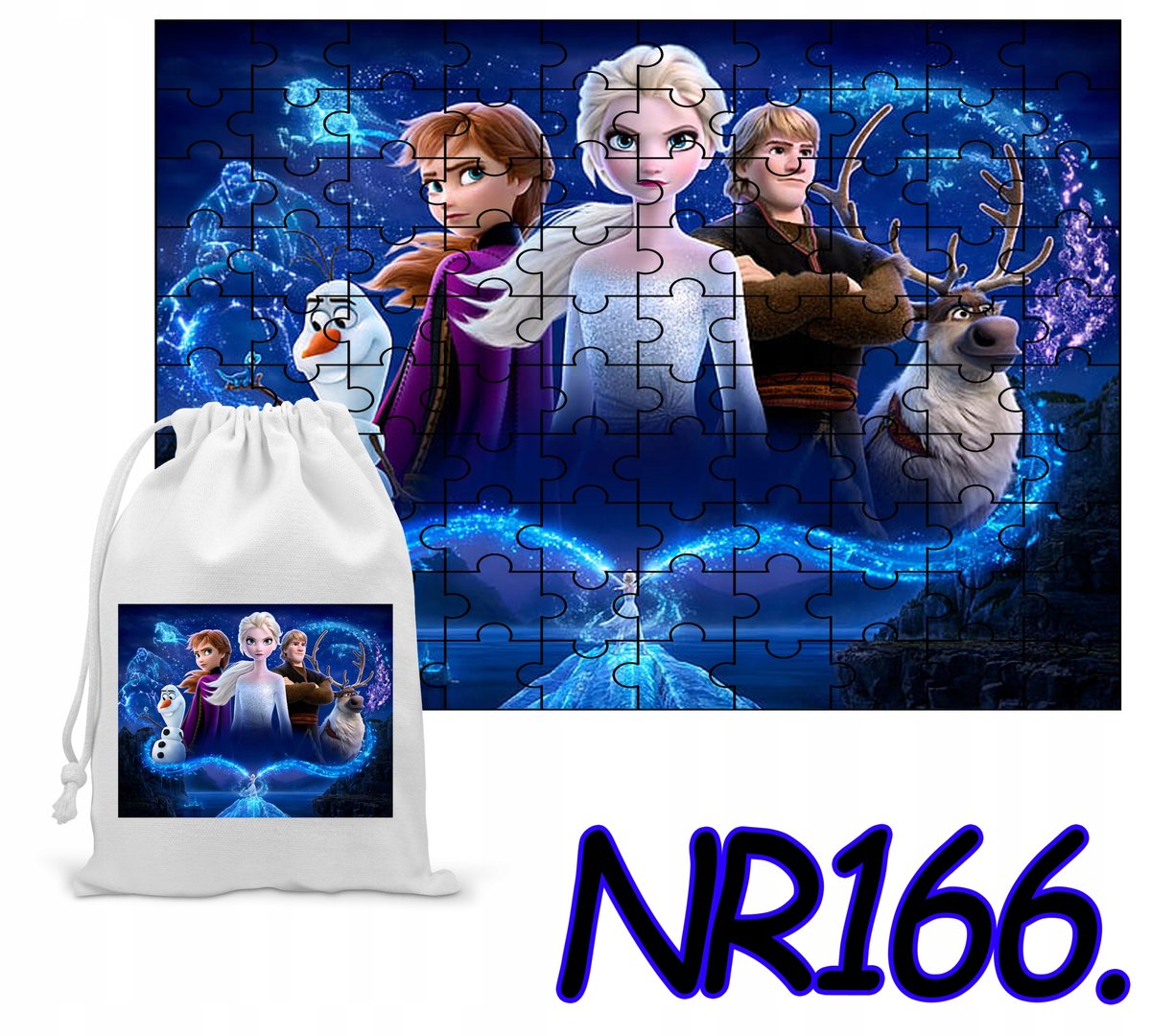 PUZZLE 252 EL. UKŁADANKA PREZENT FROZEN ELZA OLAF + WORECZEK Z NADRUKIEM