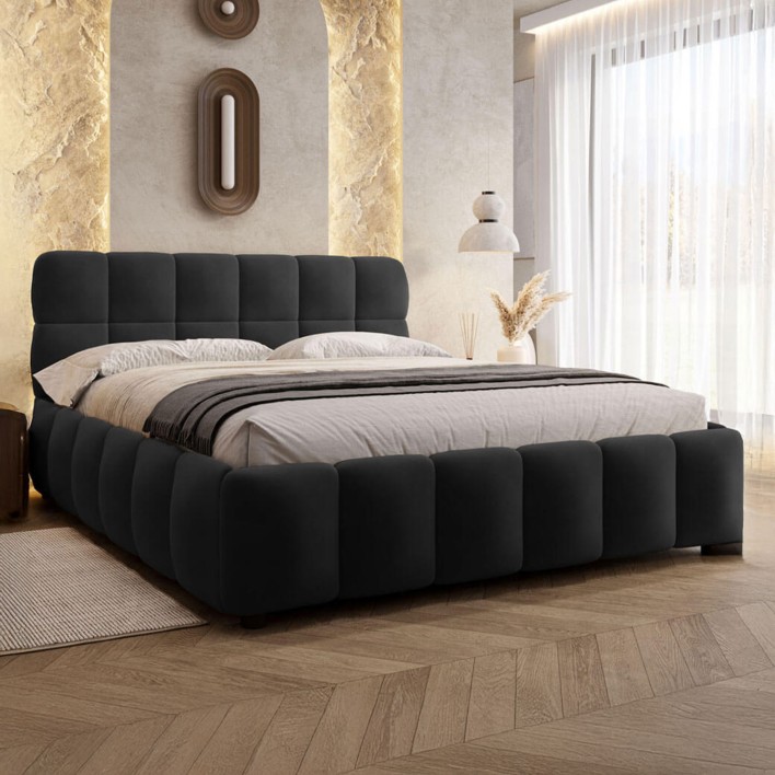 Łóżko tapicerowane 4583G 160x200 Welur Czarny