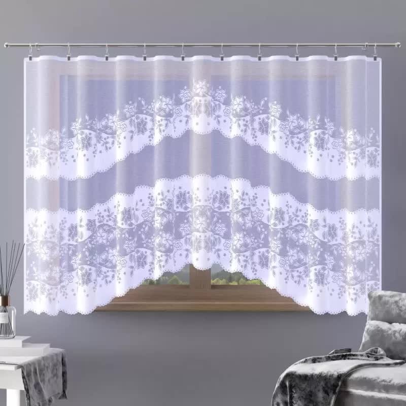 Firanka gotowa żakardowa Ebenoida A142 300x150 cm biała - 150 cm 300 cm