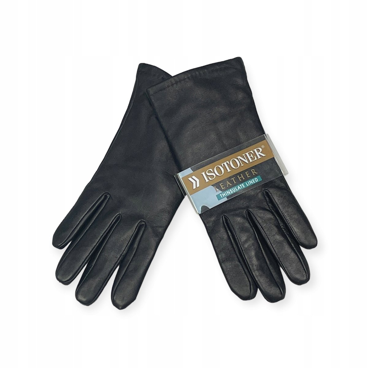 Czarne sk��rzane r��kawiczki damskie ISOTONER 3M