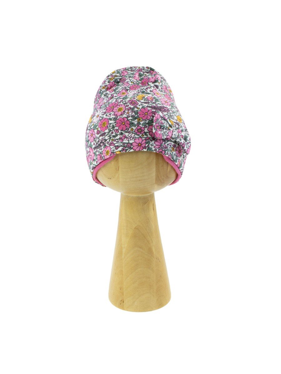 Dziewczęca czapka w kwiaty różowa Nicol,r.56/62