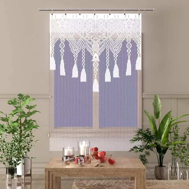 Firanka panel żakardowy frędzle Royal 100x165 cm biały