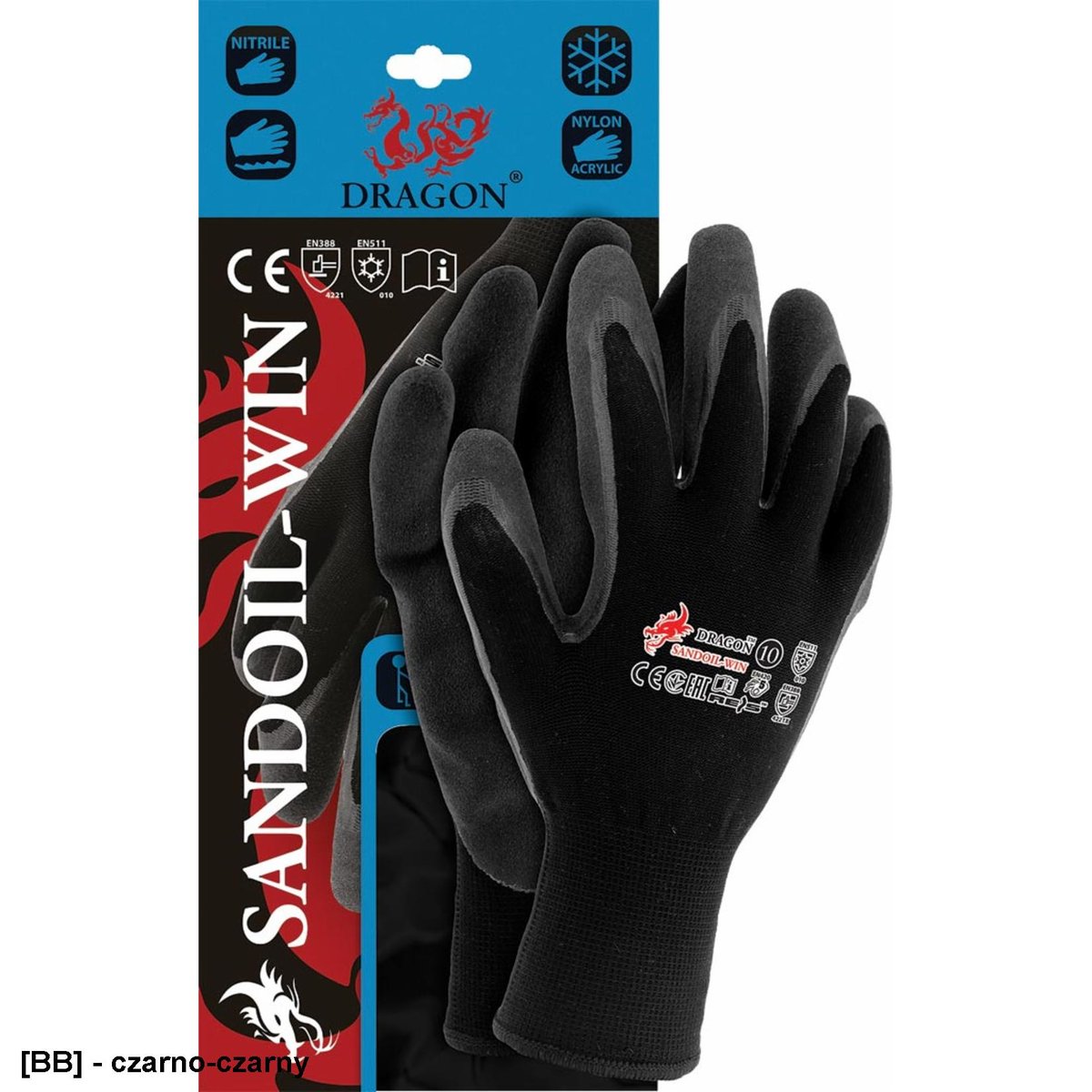 Rękawice SANDOIL ochronne wykonane z nylonu, powlekane nitrylem