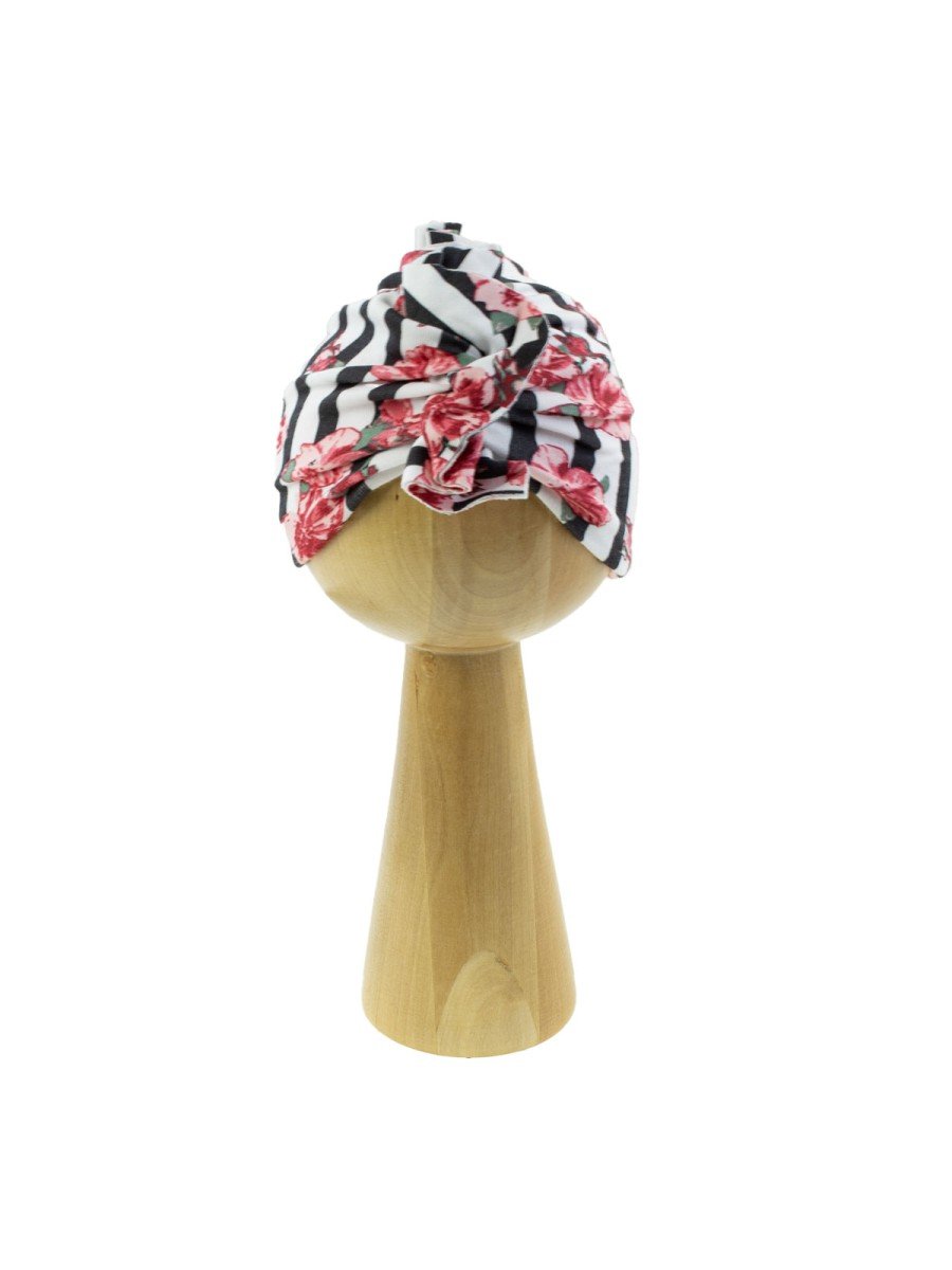 Dziewczęca czapka turban kwiaty biała Nicol,r.68/74