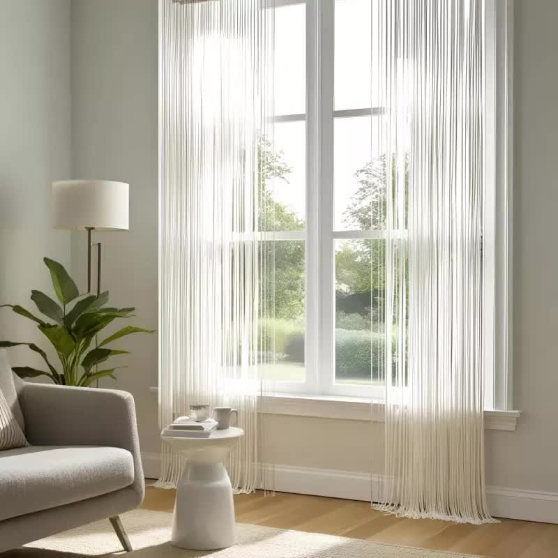 Firanka gotowa żakardowa frędzle Manita 90x250 cm biała - 250 cm 90 [cm]