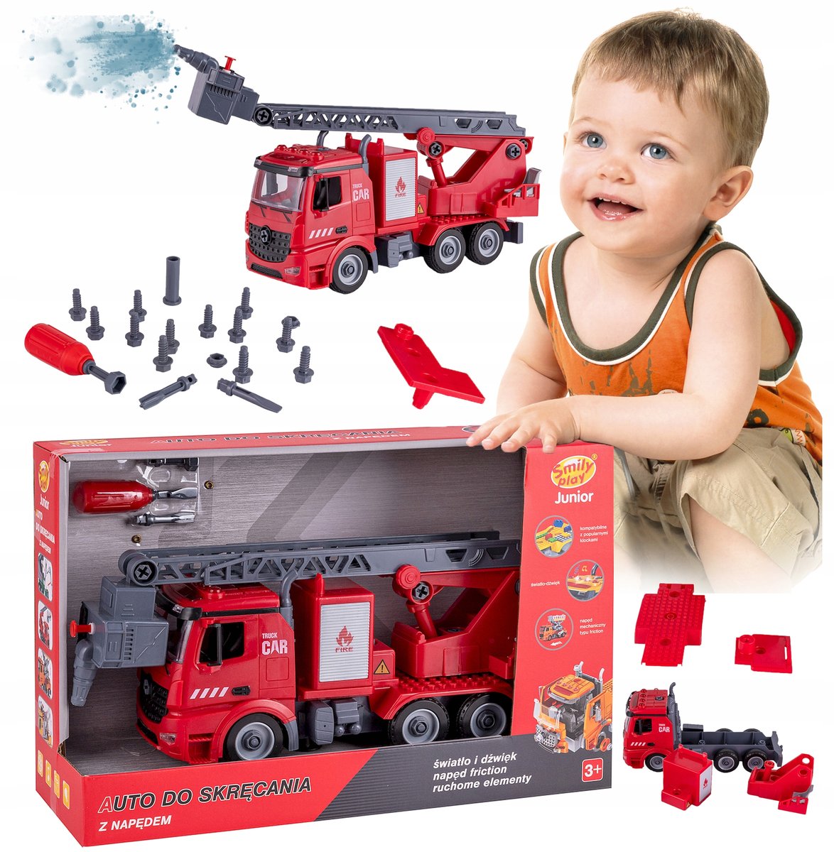 Straż pożarna auto do skręcania świeci gra gasi