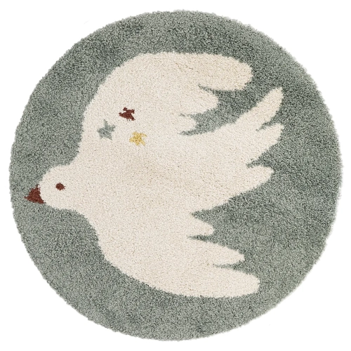 Dywan dziecięcy BLUE / zielony 120x120 Bohemian Bird Aqua