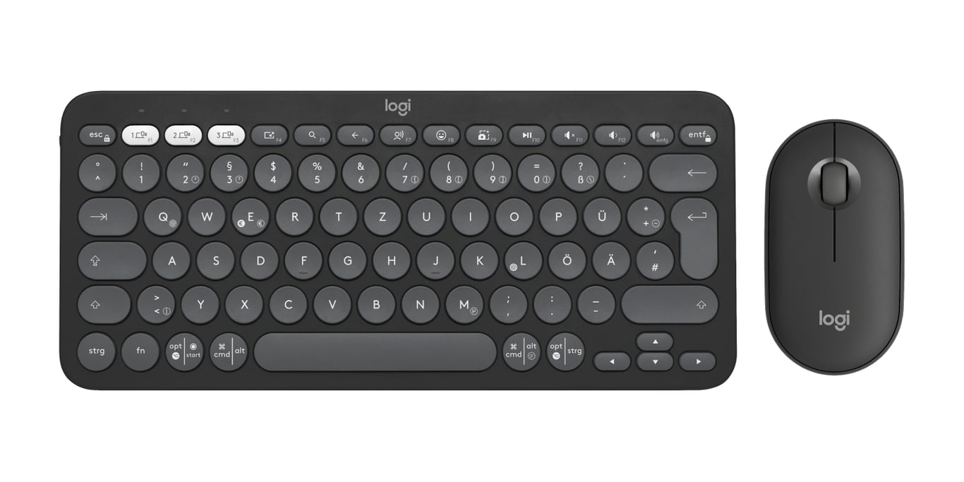 Logitech 920-012203 klawiatura Dołączona myszka Uniwersalne RF Wireless + Bluetooth QWERTZ Niemiecki Grafitowy 920-012203
