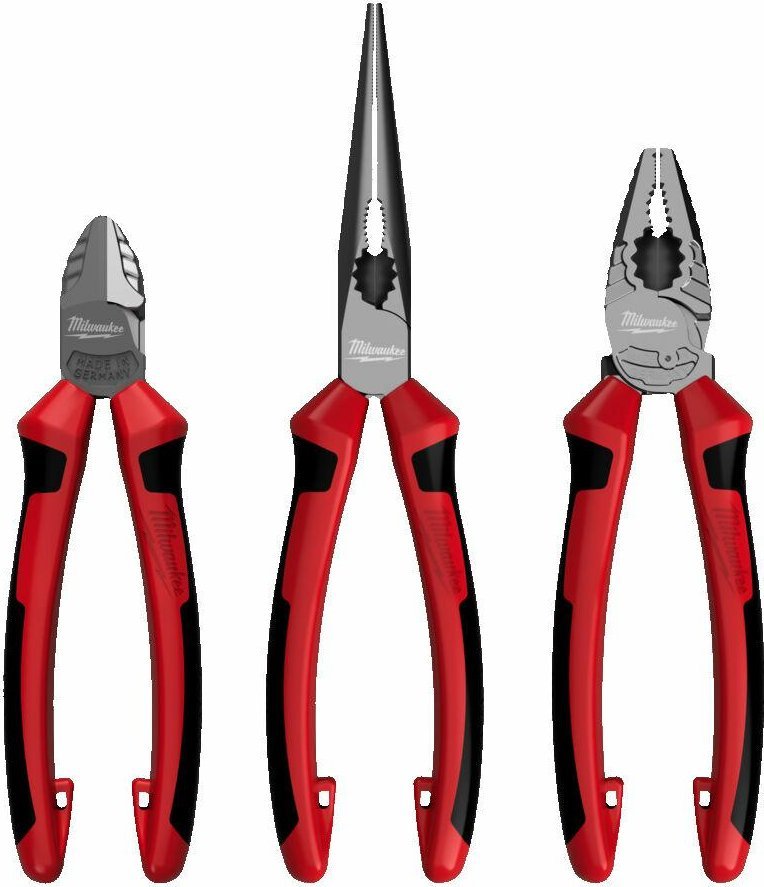 Milwaukee MILWAUKEE SZCZYPCE ZESTAW 3szt. UNIWERSALNE 180mm, BOCZNE 160mm, DŁUGIE 205mm