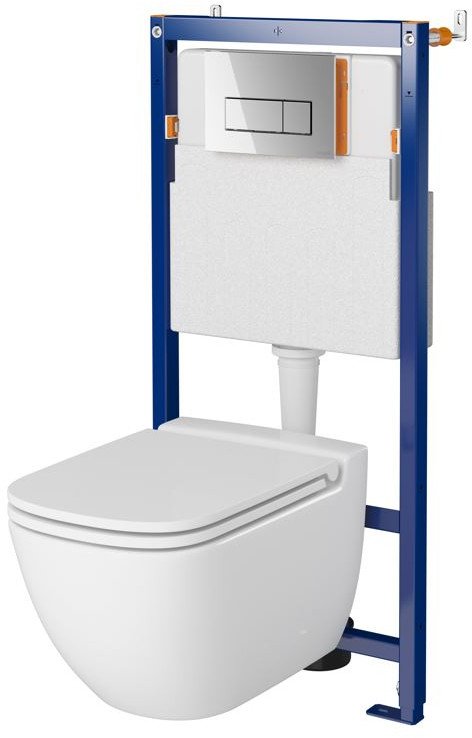 Zestaw podtynkowy Cersanit SET B657 TECH LINE OPTI, miska zawieszana CASPIA CleanOn, deska duroplastowa wolnoopadająca, przycisk OPTI A1 chrom błysk S701-648